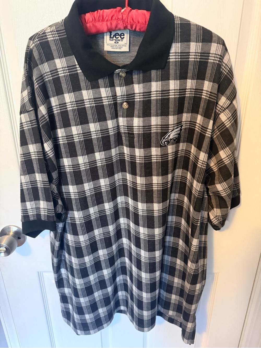 Eagles Black and White Plaid Men's Polo